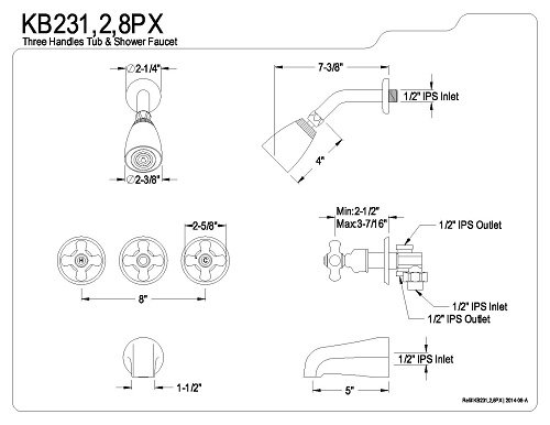 Grifo para bañera y ducha Kingston KB232PX acabado latón pulido miniatura 2