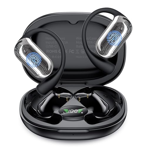 KOSERNT AI Translation Earbuds Real-Time, 144 Languages & Accents,4-in-1 Open Ear Wireless Earbuds with Charging Case, Compatible with iOS & Android, Ideal for Travel, Business, Learning,Black