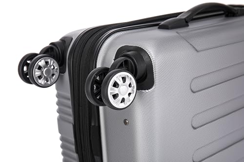Image of Rockland London Hardside Spinner Wheel Luggage Set, Silver, Carry-On 20-Inch and Tote 14-Inch (F1902-SILVER)