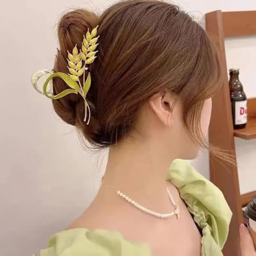 Image of Green Maize Hair Clutcher For Women | Stylish Hair Claw For Girls | Trendy Alloy Metal Clip | Premium & Fashionable Girls Hair Accessories | Suitable In Various Occasions | Pack Of 1