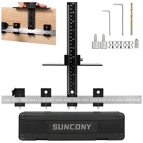 Cabinet Hardware Jig, Aluminum Alloy Pull Template with Adjustable of Door and Drawer Knobs Installation, Drill Guide Sleeve Drawer Pull Jig for Handles and Pulls