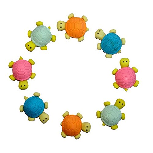 Turtle Erasers - Set Include 12 Erasers Adorable School Supplies Party Favor Decoration Turtle Erases Accessory.