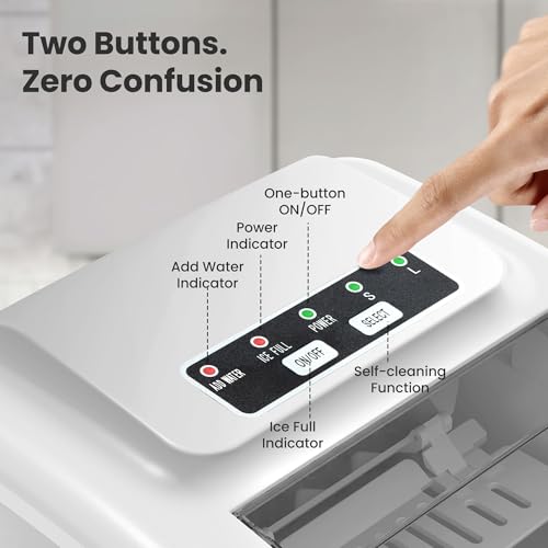 Image of Crzoe Ice Makers Countertop with Handle, 2 Sizes of Ice, 8 Bullet Ice Cubes in 6 Mins, 26Lbs /24H, Portable Ice Maker with Self-Cleaning, Ice Machine for Home&Kitchen&Office&Party