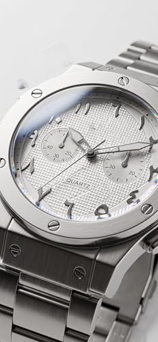 Image of Risslay Premium Arabic Dial Quartz Watch for Men, Silver Stainless Steel, Analog Display
