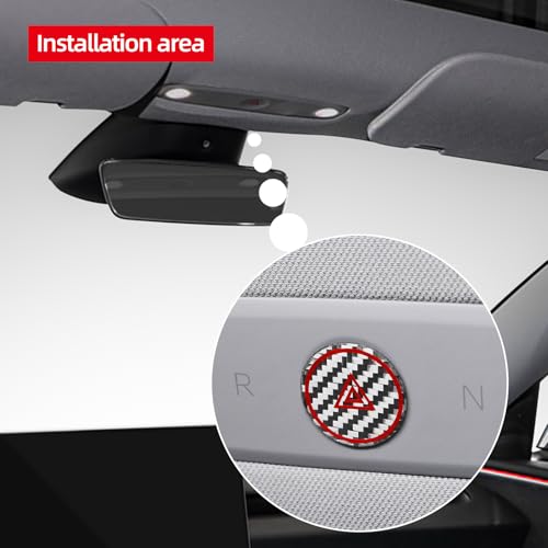 Image of BETTERHUMZ Car Interior Carbon Fiber Sticker Compatible with Tesla Model 3 Highland 2024 2026 Model Y Juniper 2025 Roof Warning Button Trim Reading Light Cover Accessories (Silver)