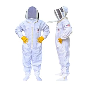 American Bee Professional Cotton Bee Suit, Beekeeping Suit, Bee Keeper Suit, Bee Suits For Men & Women Sting Proof With Fencing Veil, Ventilated hood & Two Pairs of Gloves (Large)