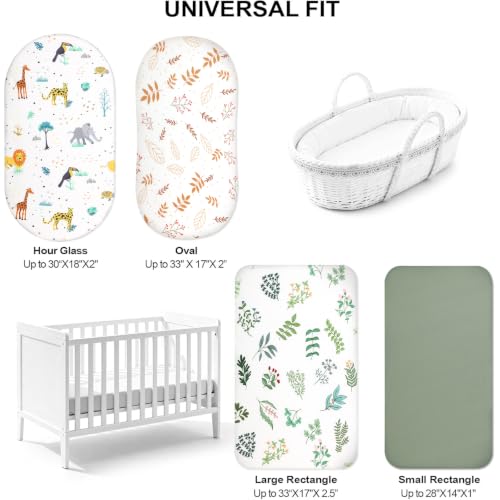 Image of Baby Bassinet Sheets for Baby Boy Girls,4-Pack Fitted Bassinet Sheets Set Compatible with Halo Bassinest Swivel Sleeper,Baby Delight,Angelbliss,32 inchX16 inch (African Forests)