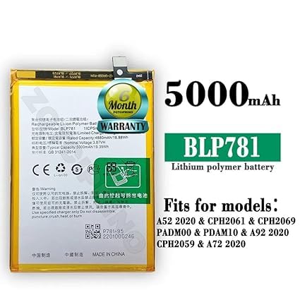 Image of Original BLP781 Battery for Oppo A52 A92-2020 /A72 CPH2061, CPH2067 Battery with 6 Month Warranty**** (N103)