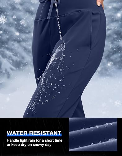 Image of G Gradual Women's Fleece Lined Joggers with Zipper Pocket Water Resistant Running Hiking Pants Winter Warm Thermal Sweatpants