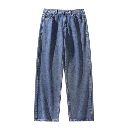 Mens Jeans Long Classic Straight Denim Wide-Leg Pants Solid Colors Vintage Business Casual Pants