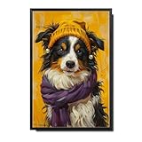 ymyoo targa decorativa in latta vintage da parete collie pearl tin sign per decorazione scozzese dog agility fields anti ruggine alluminio 15,2 x 20,3 cm con telaio in metallo