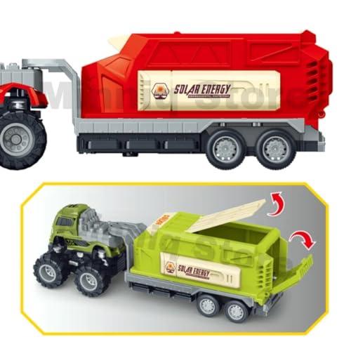 Image of Engineering & Solar Transport Truck 1:43 Metal Toys Alloy Diecast Truck Set Toy, Diecast Miniature Car Model Best Birthday Gift for Kids[Multicolor = Pack of 2 Truck]