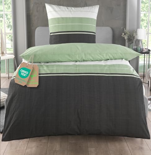 MALIKA Bettwäsche 135x200 Baumwolle Sets, Bettbezug 135 x 200 cm, Kissenbezug 80x80 cm, Renforcé, Oeko-TEX Bettwäsche mit Reißverschluss