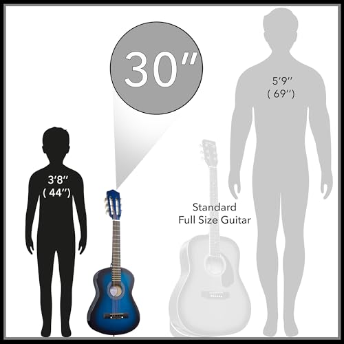 image for Ashthorpe 30-inch Beginner Acoustic Guitar Package (Blue), Basic Start