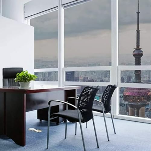 Image of CREON One Way Window Film, Privacy Window, UV Blocking, Non-Adhesive Heat Control Reflective Glass Film for Home and Office 20x96 (Inch), 70% Black