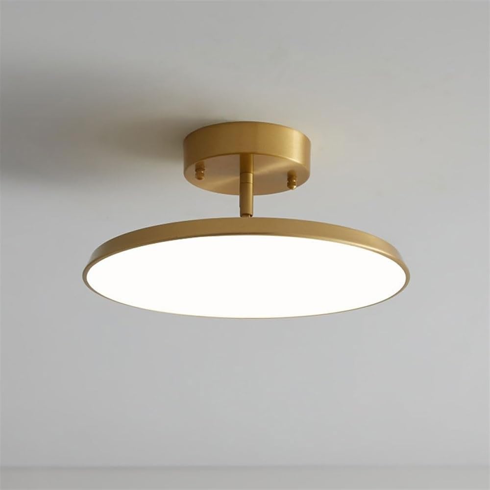 COSRUB Nordic Round LED Semi Flush Mount Ceiling Light, Rotatable Lamp Head Small Ceiling Lamps Low Profile Minimalist Ceiling Lighting for Hallway Entryway(Gold(3000K),30cm/11.81in)
