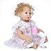 iCradle Angelbaby Cute Realistic 19 inch Reborn Baby Dolls Girls Silicone Full Body Blonde Hair Blue Eyes Bebe Real Life Reborn Dolls with Clothes for Ages 3+
