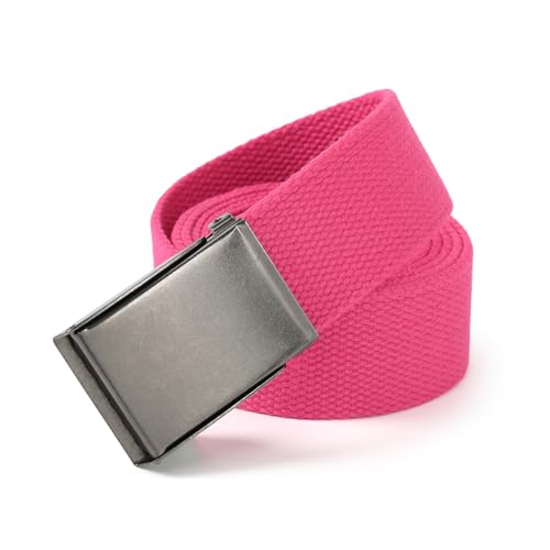 Image of Mile High Life Canvas Web Belt | Cut to Fit Up to 52 inch | Flip-Top Matte Silver Nickel Buckle 12 Colors