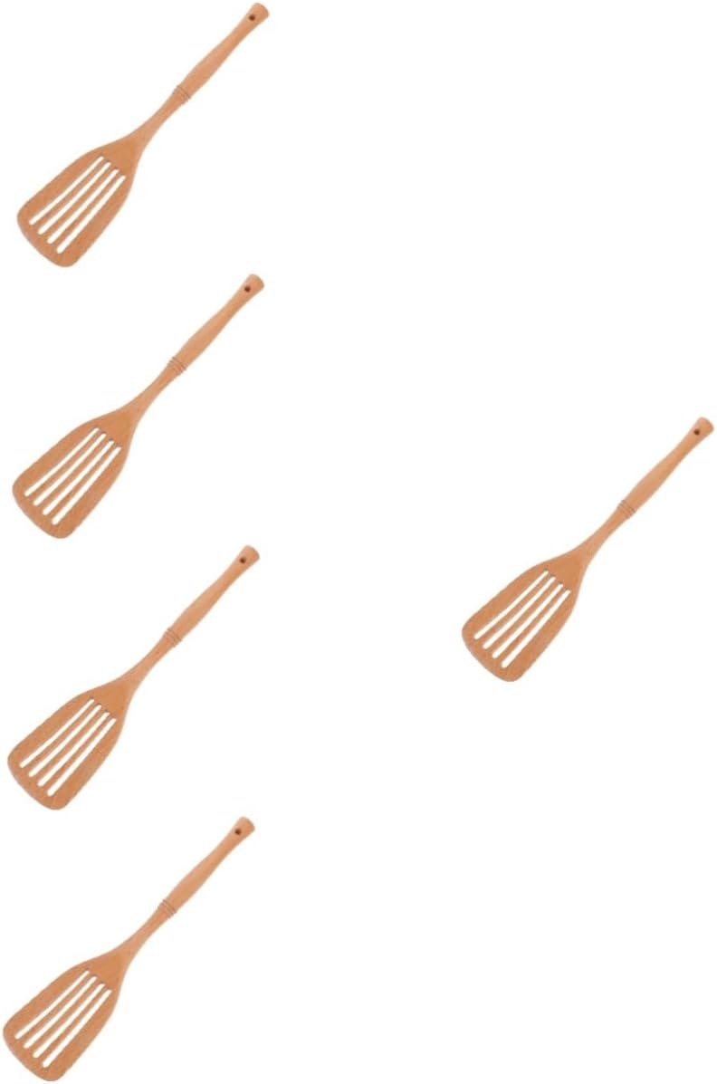 5pcs Wooden Nonstick Cooking Spatula Heat Resistant Kitchen Utensil for Frying Stirring and Serving Wooden Turner for Cooking Experience for Nonstick Cookware