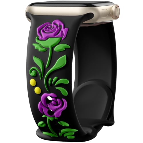 Wepro 3D Floral Embossed Band Compatible with Apple Watch Band Women 40mm 41mm 38mm 44mm 45mm 49mm 42mm, Engraved Cute Flower Soft Silicone Dressy Band for iWatch Series 9 8 7 6 5 4 3 2 1 Ultra SE