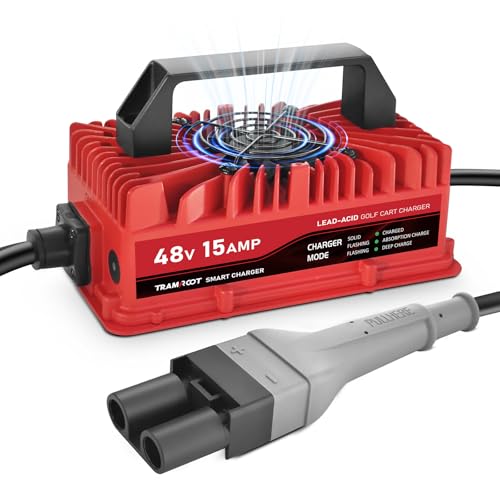 TRAMROOT 15 Amp Golf Cart Charger for 48 Volt Yamaha G19-22 Lead Acid Battery with Upgraded 2-Pin Plug