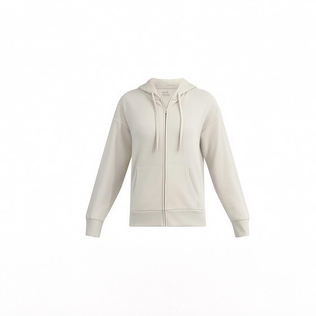 Women's Zip Up Hoodie (US, Alpha, Small, Regular, Regular, Beige)