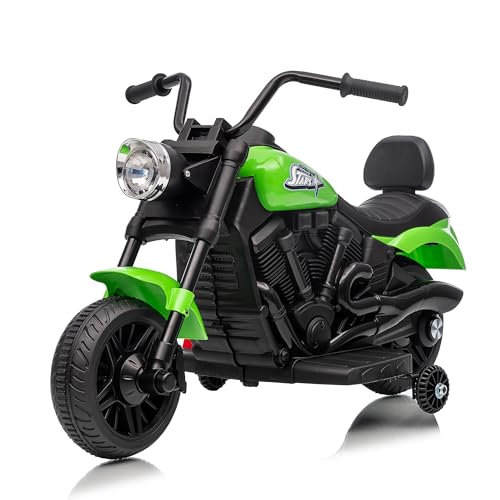 ZoomBuggy Elektro Motorrad Kinder, 6V Motorrad mit Soft Start und Federung, Kinder Elektroauto mit Musik und Licht, inklusive 2 Stützräder