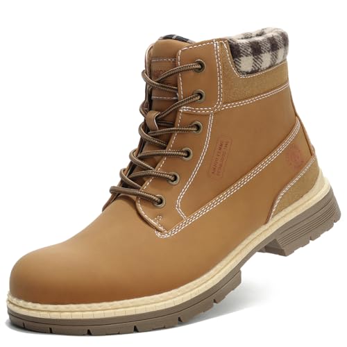 ANJOUFEMME Winter Hiking Boots Men Waterproof, Warm Work Trekking Boots for Men FNM19-G-YELLOW-11
