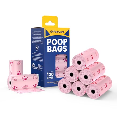 Image of Dog Poop Bags, Extra Thick & Leak-Proof Doggie Bags, Lavender Scented Pet Waste Bags Made from 70% Certified Recycled Plastic, Easy Tear & Open Poop Bags for Dog Walking, 8 Rolls (120 Count)