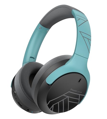 Image of PowerLocus Bluetooth Headphones Over Ear, 60H Playtime, 4 EQ Modes Wireless Headphones with Microphone, Hi-Fi Stereo Deep Bass Foldable Headphone, Soft Foam Ear Cups,Fast Charging for Travel /PC /Phones