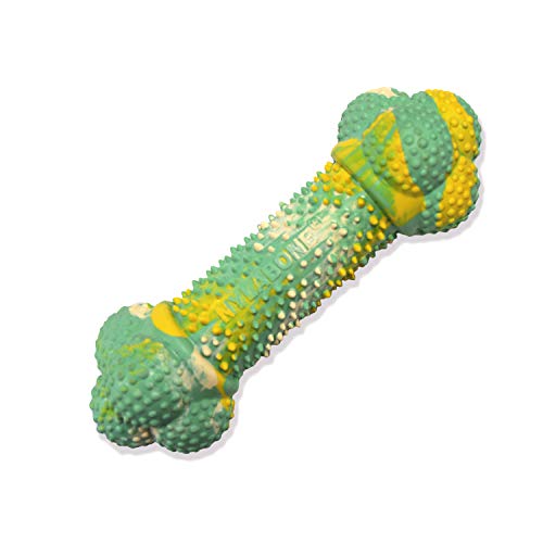 Image of Nylabone Puppy Chew Double Action Bone Rubber Dog Chew Toy, Medium