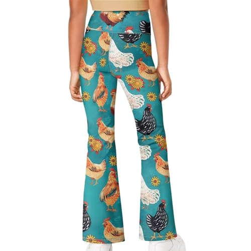 POLERO Floral Flared Pants Leggings High Waisted Yoga Pants Kids Bell Breathable Bottoms for Girls2