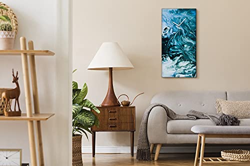 Toile murale abstraite 30x60cm horloge de créateur avec mains blanches