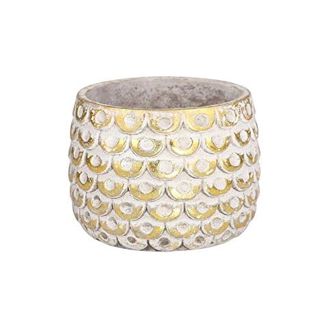 Sagebrook Home Cement Pot Scale Look, Gold, 6.75x6.75x5 Cover