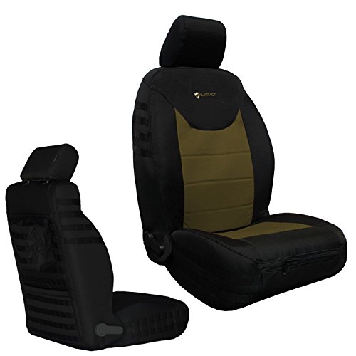 Bartact BTJKSC2013FPBC - 2013-2018 Compatible with Jeep Wrangler JK - Black/Coyote Mil-Spec with MOLLE System Front (Pair) Seat Covers