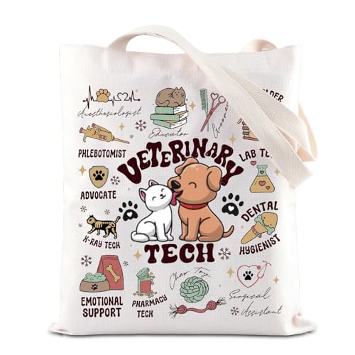 Veterinary Tech - Bolsa de mano para veterinarios, regalo de graduación, veterinario, recepcionista, bolsa de hombro, Tecnología veterinaria T Reino Unido, INCHES