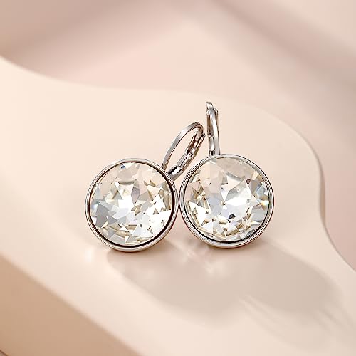 XUPING Round Crystal Leverback Earrings Sparkly Elegant Austrian Crystals 18K Platinum Plated Hypoallergenic Delicate Jewelry Gifts For Women Party2