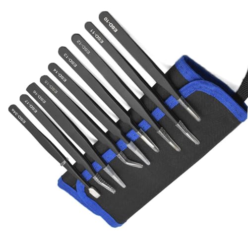 極細ピンセット付属帆布袋9本セットステンレスプラスチック模型ピンセット