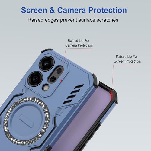 Image of Zapcase Back Case Cover for Oppo Reno 14 5G | Magnetic Case with Built-in Metal Ring | Supports MagSafe Charger, Wallet & Car Mount | Shockproof Hybrid PC + TPU | Blue