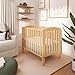 Dream On Me 3-in-1 Portable Folding Stationary Side Mini Baby Crib in Natural & Mattress, GreenGuard Gold & BSA, Use as Changer & Playpen, Locking Wheels, 3 Mattress Heights, Extra Firm Mattress