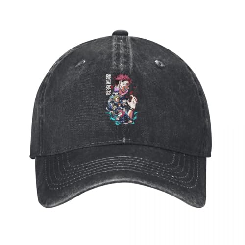 OAAJKOAM Gorra de béisbol Jujutsu Anime Kaisen, Gorra de Mezclilla desgastada con diseño de cómic, Gorra Snapback para Hombres y Mujeres, Gorras Suaves sin Estructura para Exteriores