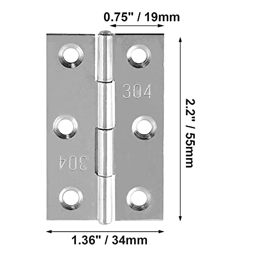 Biaungdo 10 Pack 2.5 Inch Butt Hinge, Stainless Steel Folding Butt Hinges, Cabinet Mini Hinges Small Box Hinges Door Hinge Rectangle #TOP1
