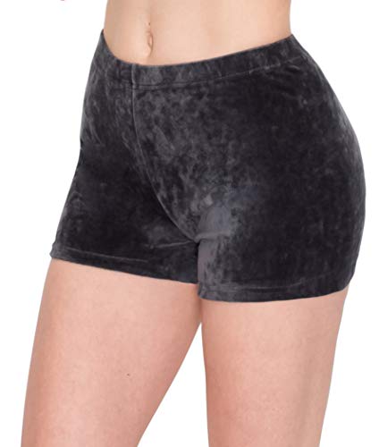 Image of ALWAYS Women's Velvet Pajama Shorts - Premium Soft Fluffy Plush Sexy Lounge PJ Short Bottoms Pants Charcoal M
