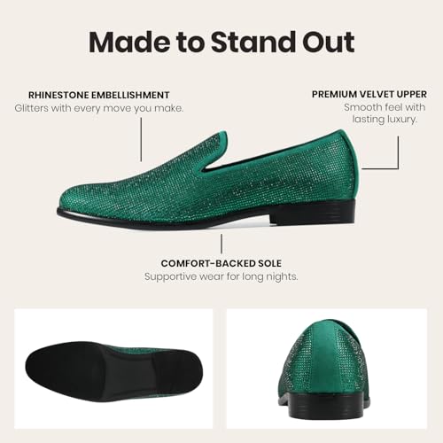 Image of Amali Men's Embellished Velvet Tuxedo Loafers, Smoking Slippers | Velvet slip-on smoking slippers with embellished upper for tuxedos, weddings and formal occasions
