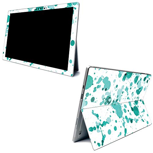 Image of MightySkins Carbon Fiber Skin for Microsoft Surface Pro 7 - Teal Splatter | Textured Carbon Fiber Finish | Easy to Apply, Remove, and Change Styles | Made in The USA