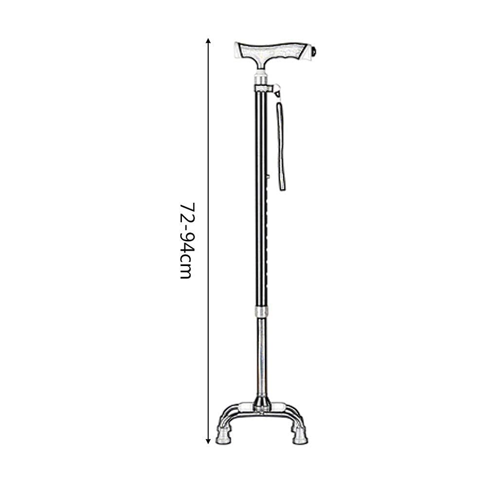 Bastone per anziani Bastone a quattro zampe per uomo anziano Stampelle multifunzionali Canna illuminata Stampelle intercambiabili a più gambe Bastone da passeggio retrattile Stampelle in alluminio C
