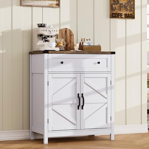 Farmhouse Console Table With Drawer – Narrow Entryway Table, Rustic White & Brown, X-Frame Support, Easy Assembly