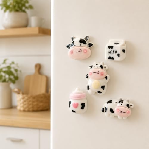 5 Imanes Decorativos 3D de Vaquita y Botella de Leche miniatura 1