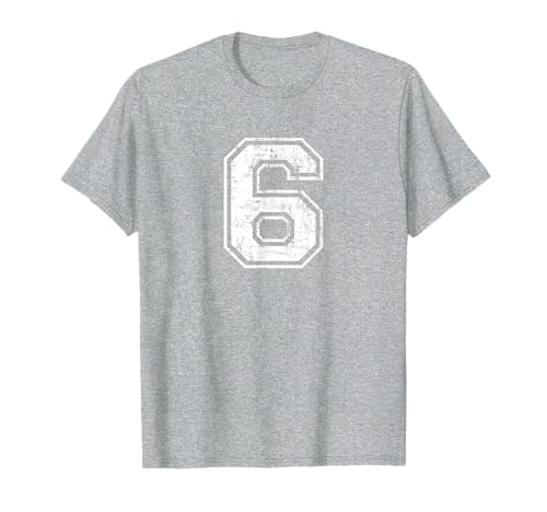 Number 6 Six Varsity Distressed Vintage Sports Team Practice T�V���c