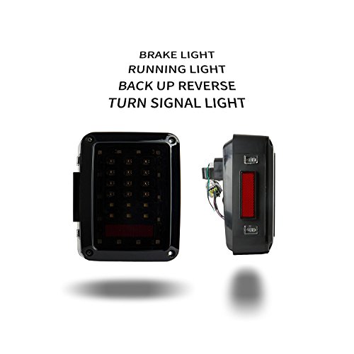 Hooke Road Wrangler Tail Light Replacement Assembly Smoked Lens W/Brake Light & Turn Signal For Jeep Wrangler Jk & Wrangler Unlimited 2007-2018 #TOP6